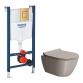 GSI Pura Tortora 50 toiletpakke inkl. sde m. softclose, cisterne og messing betjening