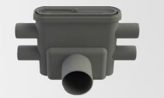 Unidrain udløbshus 75 mm vandret og dobbelt sideudløb m/vandlås Unidrain udløbshus 75 mm vandret og dobbelt sideudløb m/vandlås