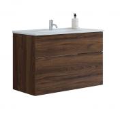 Dansani Luna 101 m�bels�t m/Kantate vask, h�j skuffe og indretning - Brun eg