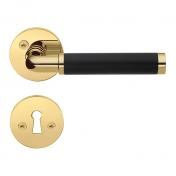 Beslagsboden Design indendrs drhndtag inkl. ngleskilt - Messing/sort