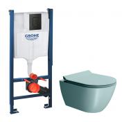 GSI Pura Ghiaccio 50 toiletpakke inkl. sde m. softclose, cisterne og mat sort betjening