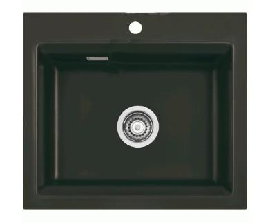 Lavabo Kara 57 keramik køkkenvask - Mat sort m/krom afløb