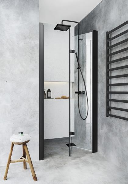 Hafa Igloo 85 foldedør 83-90 cm - Klar glas/mat sort Hafa Igloo 85 foldedør 83-90 cm - Klar glas/mat sort