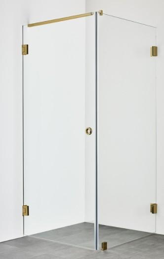 Hafa Infinity bruseniche m/fast væg - Klar glas - Messing - 90x90 cm Hafa Infinity bruseniche m/fast væg - Klar glas - Messing - 90x90 cm