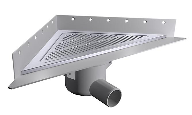 PURUS Corner gulvafløb, sampak Ø50 mm vandret med vandlås PURUS Corner gulvafløb, sampak Ø50 mm vandret med vandlås