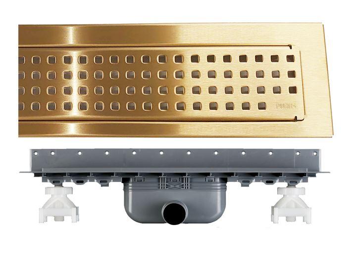 Purus Line CHESS afløbspakke 800 mm - vandret - Børstet messing Purus Line CHESS afløbspakke 800 mm - vandret - Børstet messing