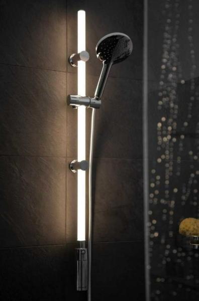 Wenko brusesæt med LED brusestang - Ø120 - Kan også limes Wenko brusesæt med LED brusestang - Ø120 - Kan også limes