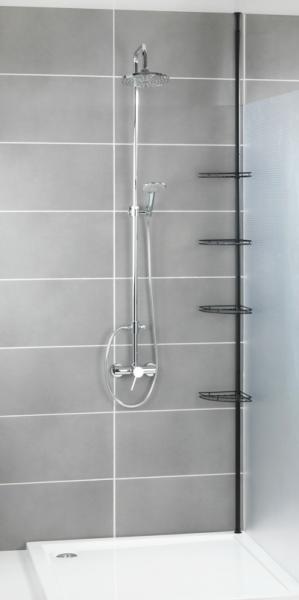 Wenko Prea teleskopisk hjørnehylde til bad - Mat sort - Skruefri Wenko Prea teleskopisk hjørnehylde til bad - Mat sort - Skruefri