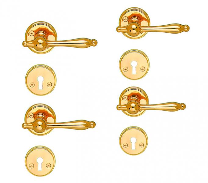 Beslagsboden vintage indendørs dørhåndtag inkl. nøgleskilt - Messing PVD - Sæt á 4 stk Beslagsboden vintage indendørs dørhåndtag inkl. nøgleskilt - Messing PVD - Sæt á 4 stk