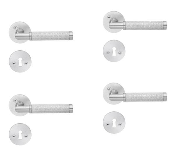 Beslagsboden Design indendørs dørhåndtag m/crystal cut - Børstet krom - Sæt á 4 stk Beslagsboden Design indendørs dørhåndtag m/crystal cut - Børstet krom - Sæt á 4 stk