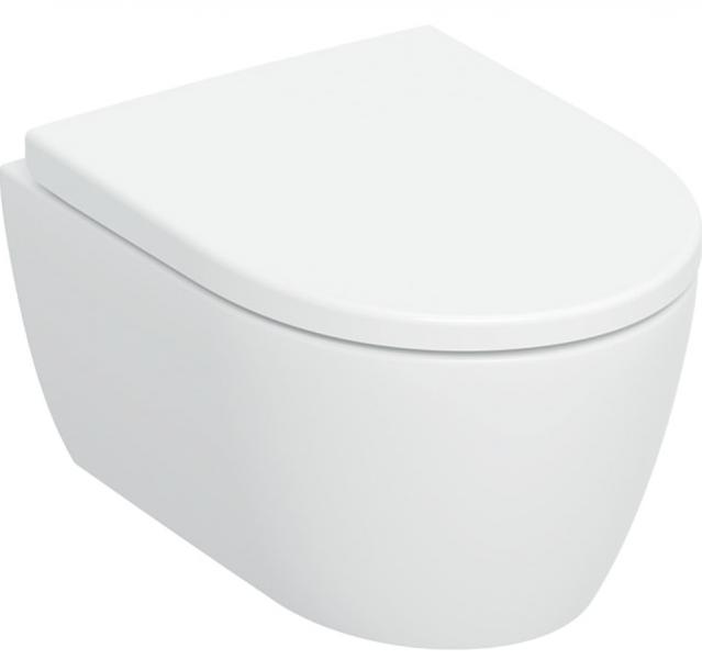 Geberit iCon kompakt v&aelig;gh&aelig;ngt toilet m/TurboFlush og toilets&aelig;de - Hvid mat