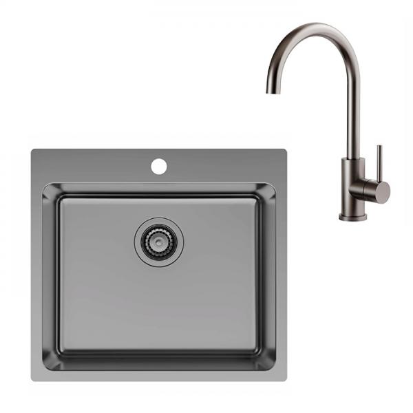 Lavabo LA 550 k&oslash;kkenvask inkl. k&oslash;kkenarmatur i gunmetal