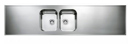 Intra AH22-KV stålbordplade køkkenvask - Vendbar - Dobbelt - 220 cm Intra AH22-KV stålbordplade køkkenvask - Vendbar - Dobbelt - 220 cm