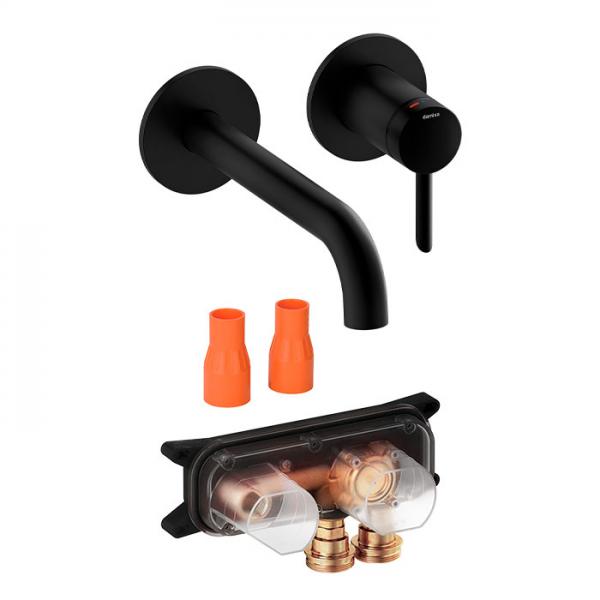 Damixa Iris komplet håndvaskarmatur til indbygning - Mat sort