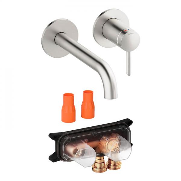 Damixa Iris komplet håndvaskarmatur til indbygning - Steel