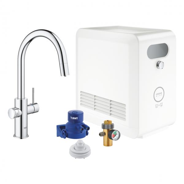 Grohe Blue Professional k&oslash;kkenbatteri m/C-tud og udtr&aelig;k - Krom