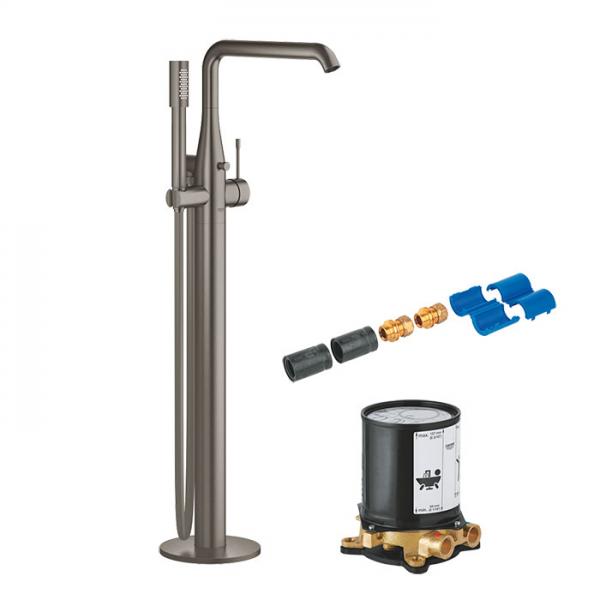 Grohe Essence komplet fritstående badekararmatur - Børstet Hard Graphite Grohe Essence komplet fritstående badekararmatur - Børstet Hard Graphite