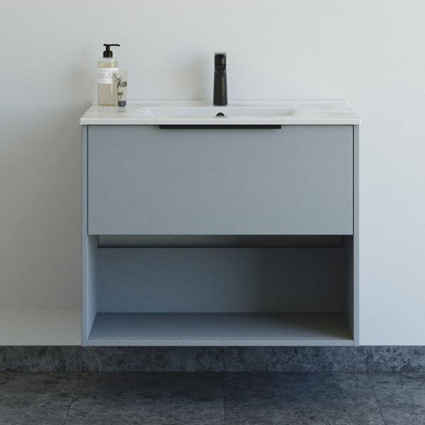 Dansani Mido+ Classic 81 møbelsæt m/Amber vask, 1 skuffe og åbent rum - Mat lyseblå Dansani Mido+ Classic 81 møbelsæt m/Amber vask, 1 skuffe og åbent rum - Mat lyseblå