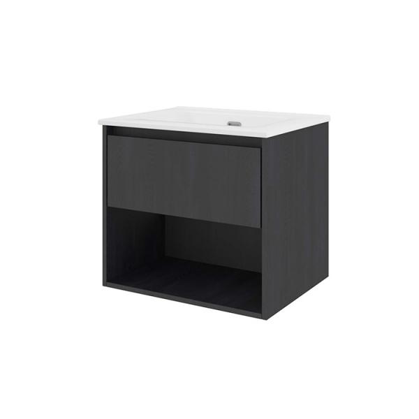 Sanibell Proline 60 møbelsæt m/1 skuffe og hylde - Uden hanehul - Sort eg Sanibell Proline 60 møbelsæt m/1 skuffe og hylde - Uden hanehul - Sort eg