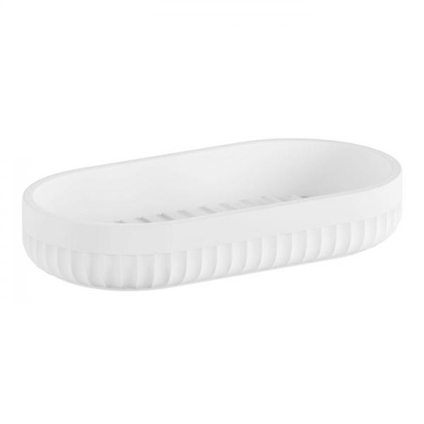Beslagsboden Wave sæbeskål t/bord - Mat hvid