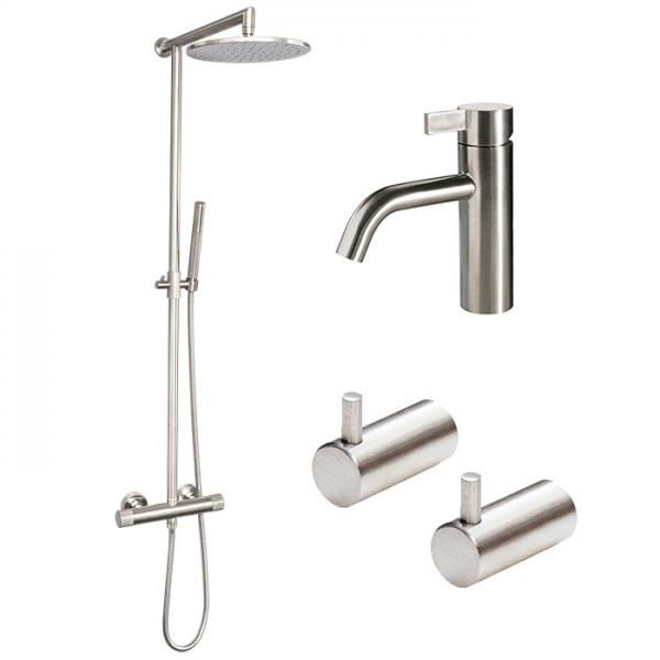 Cassøe komplet pakke til badeværelse - Børstet stål