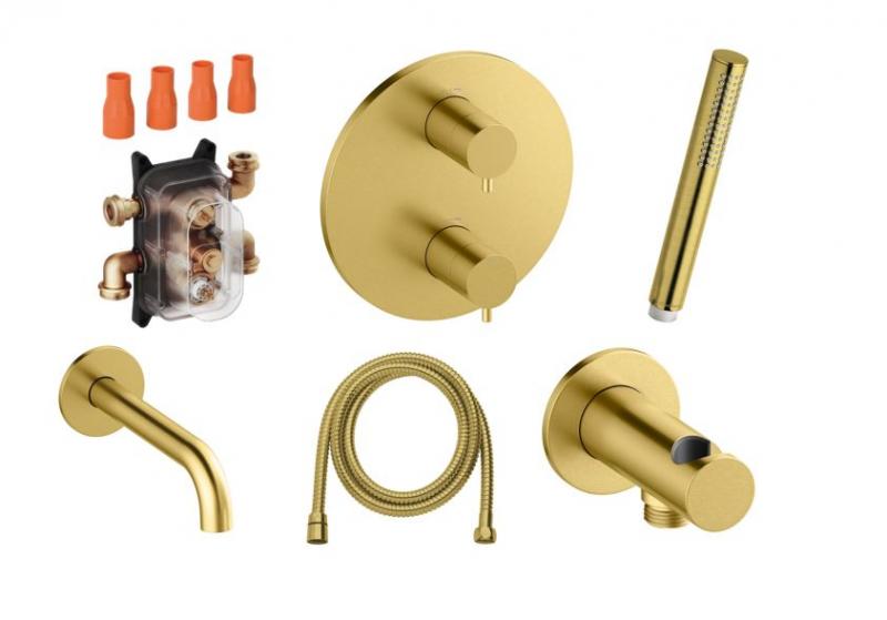 Damixa Silhouet komplet indbygningspakke til badekar – Børstet messing Damixa Silhouet komplet indbygningspakke til badekar – Børstet messing