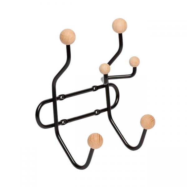 Lastein Sir James Strait knagerække m/2 knager - Sort/eg Lastein Sir James Strait knagerække m/2 knager - Sort/eg