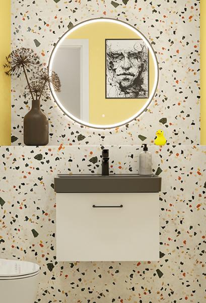 Dansani Mido+ 60 møbelsæt m/Capella håndvask i antracit - Hvid mat