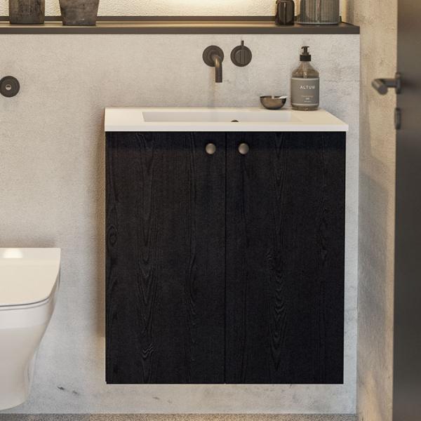 Dansani Luna Urban 60 møbelsæt m/Mini Minore vask og låger - Sort eg