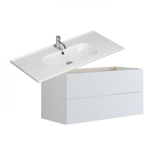 Dansani Luna Urban 100 møbelsæt m/Kantate vask og skuffer - Hvid mat
