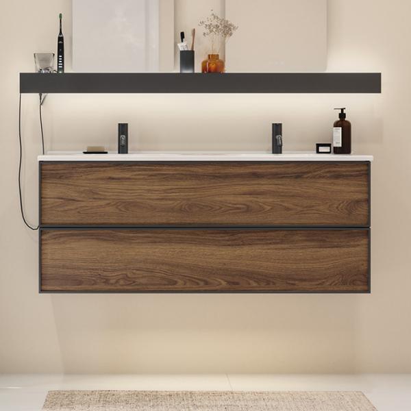 Dansani Luna Urban 120 møbelsæt m/Kantate dobbeltvask og skuffer - Brun eg/sort ramme Dansani Luna Urban 120 møbelsæt m/Kantate dobbeltvask og skuffer - Brun eg/sort ramme