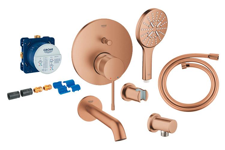 Grohe Essence komplet indbygningspakke til badekar m/SmartActive håndbruser - Børstet warm sunset Grohe Essence komplet indbygningspakke til badekar m/SmartActive håndbruser - Børstet warm sunset
