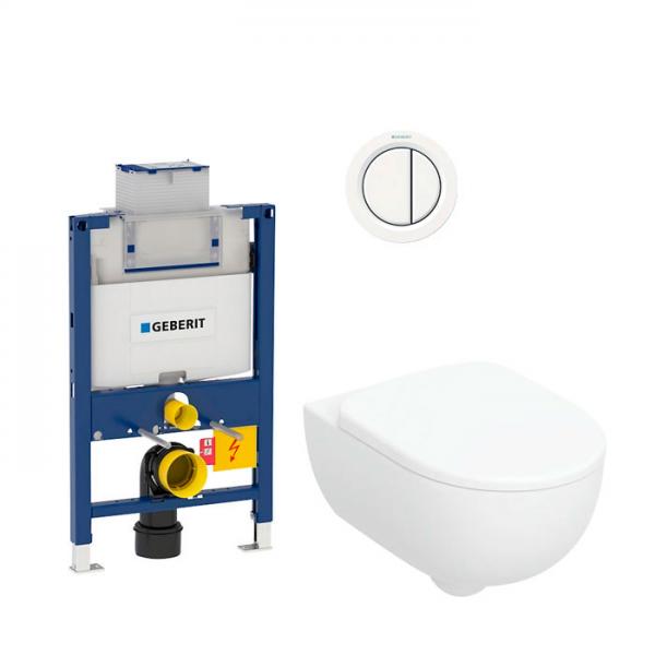 Geberit Selnova Premium toiletpakke m/s&aelig;de, lav cisterne og hvid betjening
