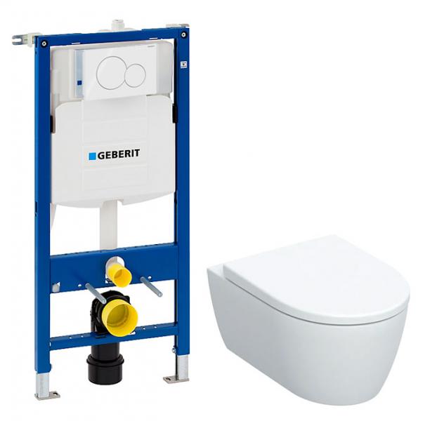 Geberit iCon mat hvid væghængt toilet inkl. sæde m/SoftClose, høj cisterne og betjening i hvid Geberit iCon mat hvid væghængt toilet inkl. sæde m/SoftClose, høj cisterne og betjening i hvid
