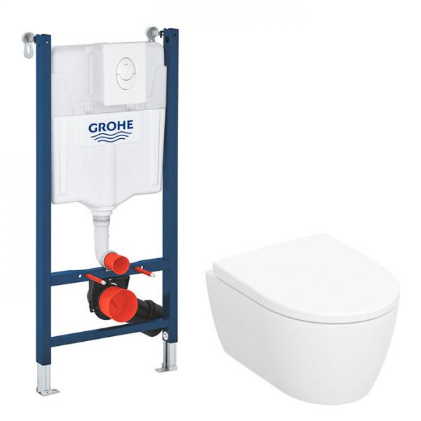 Geberit iCon kompakt v&aelig;gh&aelig;ngt toilet inkl s&aelig;de m/SoftClose, cisterne og betjening i hvid