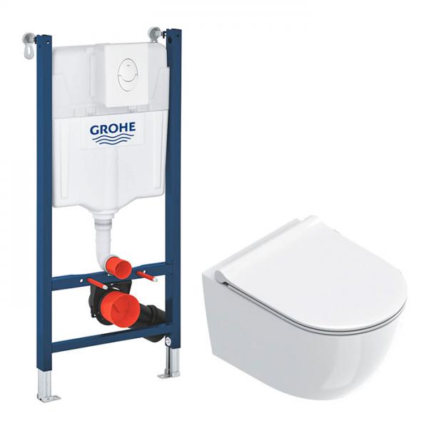 Catalano Sfera 50 v&aelig;gh&aelig;ngt toilet inkl s&aelig;de m/SoftClose, cisterne og betjening i hvid