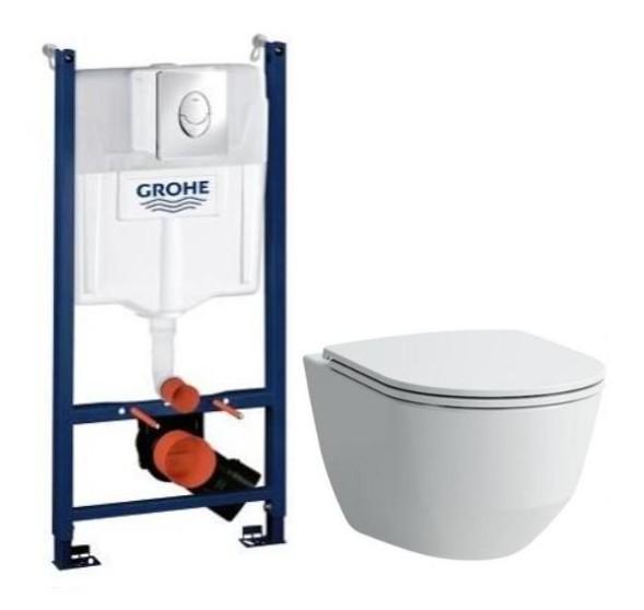 Laufen Pro Rimless Compact m/LCC toiletpakke inkl. s&aelig;de m/soft-close, cisterne og krom betjening
