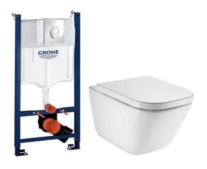 Laufen Roca Gap RIMless toiletpakke inkl. s&aelig;de m/softclose, cisterne og krom betjening