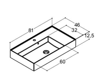 Dansani Luna Azym 81 asymmetrisk håndvask t/møbel - Venstre - 1 hanehul