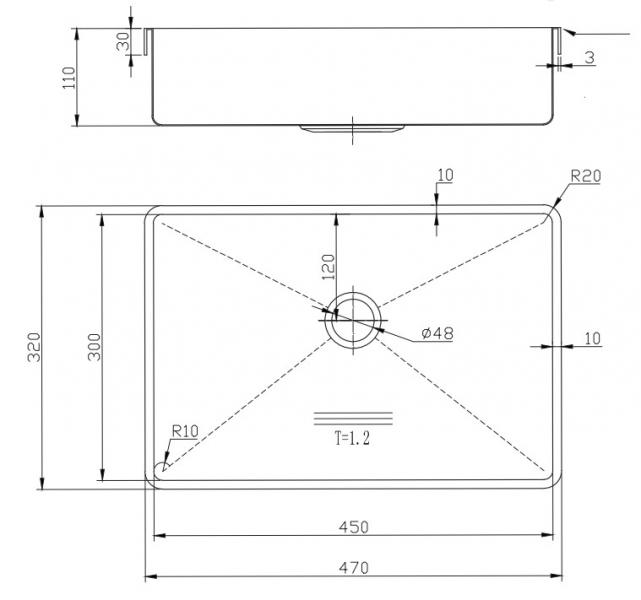 Lavabo High håndvask t/nedfældning - Uden hanehul - Messing Lavabo High håndvask t/nedfældning - Uden hanehul - Messing