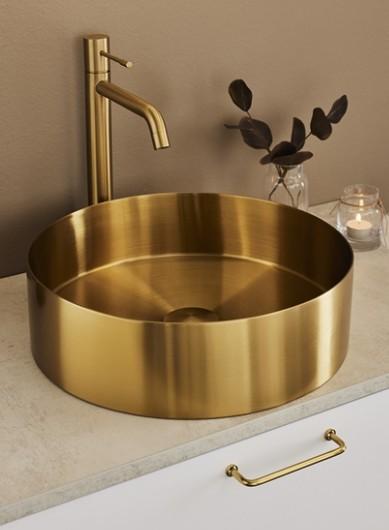 Hafa Circle Ø38 fritstående bowlevask - Uden overløb - Børstet messing Hafa Circle Ø38 fritstående bowlevask - Uden overløb - Børstet messing