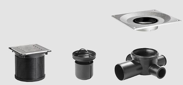 Unidrain kvadrat Classicline column sampak Ø75 mm m/ 10x10 cm rist Unidrain kvadrat Classicline column sampak Ø75 mm m/ 10x10 cm rist