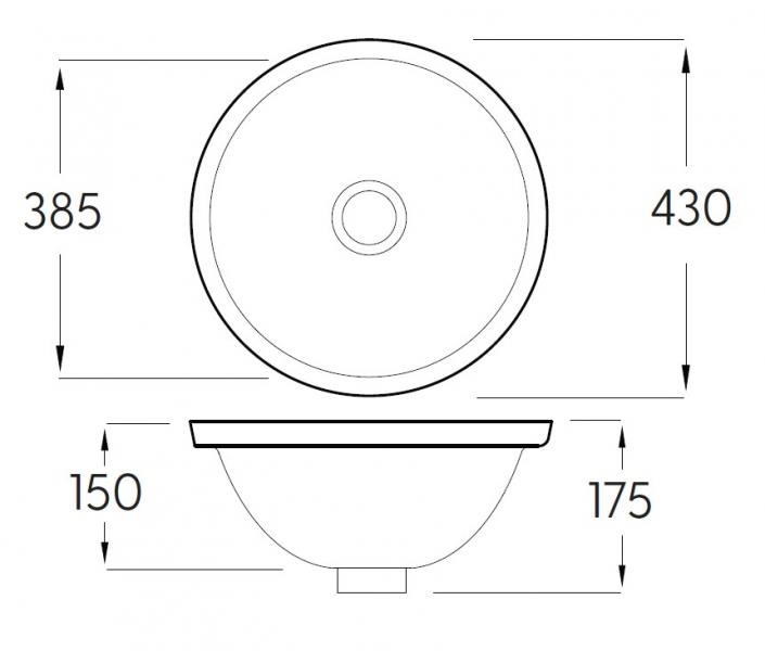 Lavabo Tea Rondo 45 håndvask t/underlimning - Uden hanehul Lavabo Tea Rondo 45 håndvask t/underlimning - Uden hanehul