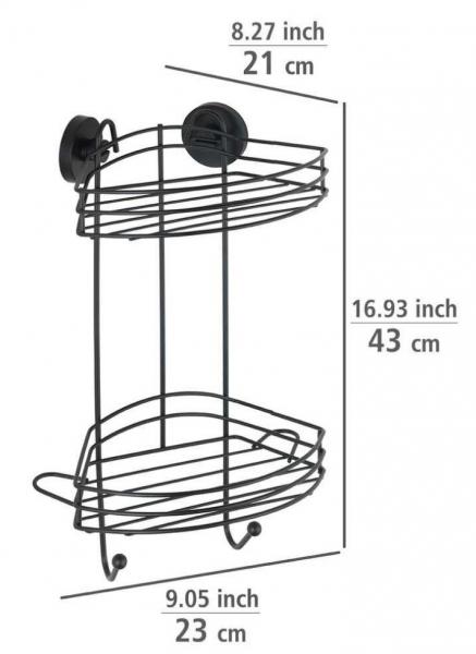 Wenko brusehylde til hjørne - Mat sort - Skruefri Wenko brusehylde til hjørne - Mat sort - Skruefri