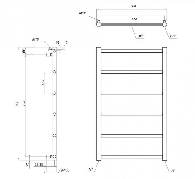 Kriss Polaris håndklædetørrer - 50x80 cm - Guld Kriss Polaris håndklædetørrer - 50x80 cm - Guld