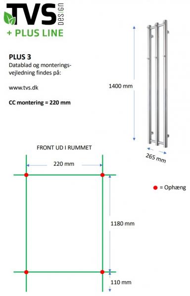 TVS Plus 3 håndklædetørrer - 26,5x140 cm - Poleret messing/Guld TVS Plus 3 håndklædetørrer - 26,5x140 cm - Poleret messing/Guld
