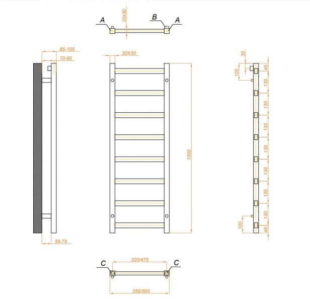 Kriss Manisa Håndklædetørrer - 50x100 cm - Krom