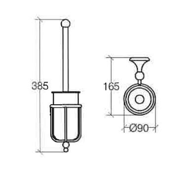 Cassøe Classic toiletbørste t/væg - Krom/porcelæn