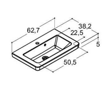 Dansani Mini Larghetto 62 håndvask t/møbel - 1 hanehul