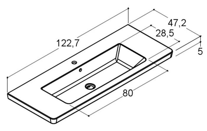 Dansani Larghetto 120 møbelvask - 1 hanehul Dansani Larghetto 120 møbelvask - 1 hanehul